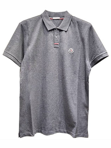 Logo Patch Short Sleeve Polo Shirt Grey - MONCLER - BALAAN 1