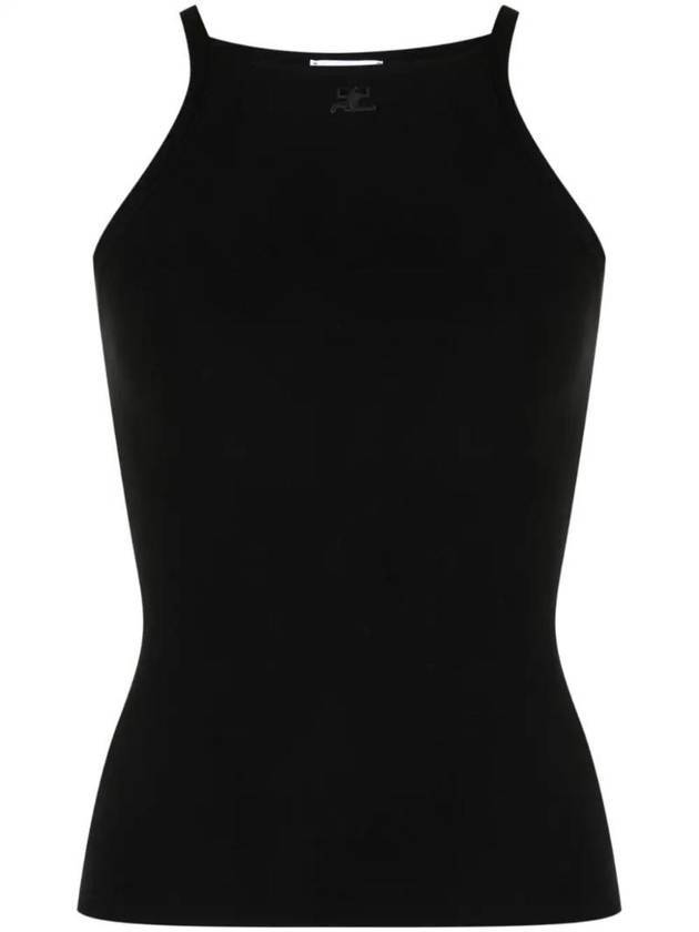 Embroidered Logo Knit Sleeveless Black - COURREGES - BALAAN 1