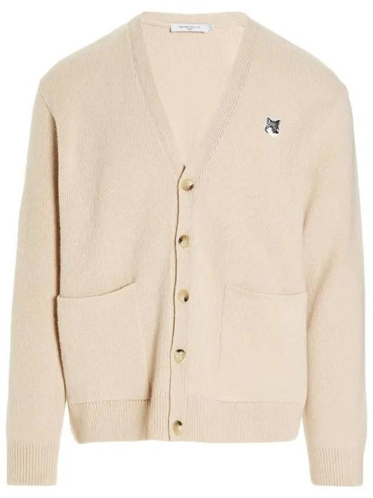 Grey Fox Head Patch Relax Cardigan Beige - MAISON KITSUNE - BALAAN 2