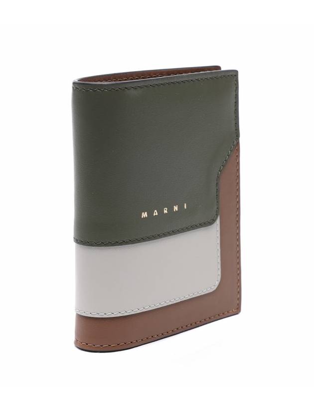 Logo Saffiano Leather Bifold Half Wallet Green - MARNI - BALAAN 4