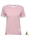 Women's Melange Jersey Ringer Short Sleeve T-Shirt Light Pink - THOM BROWNE - BALAAN 2