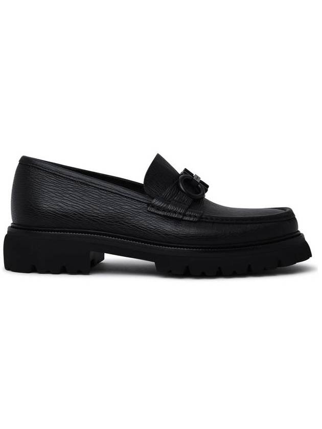 Salvatore Men's Gancini Ornament Moccasin Loafers Black - SALVATORE FERRAGAMO - BALAAN.