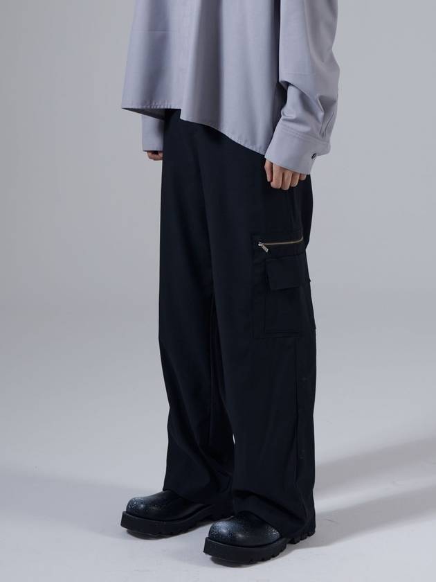 Half Band Wool Wide Cargo Pants Black - UNNORM IS DEAD - BALAAN 3