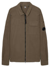 Lens Wappen Gabardine Shirt Zip-up Jacket Brown - CP COMPANY - BALAAN 1