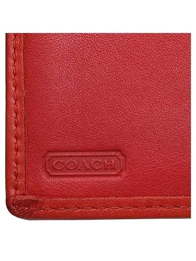 Signature jacquard orange leather trimmed medium wallet - COACH - BALAAN 4