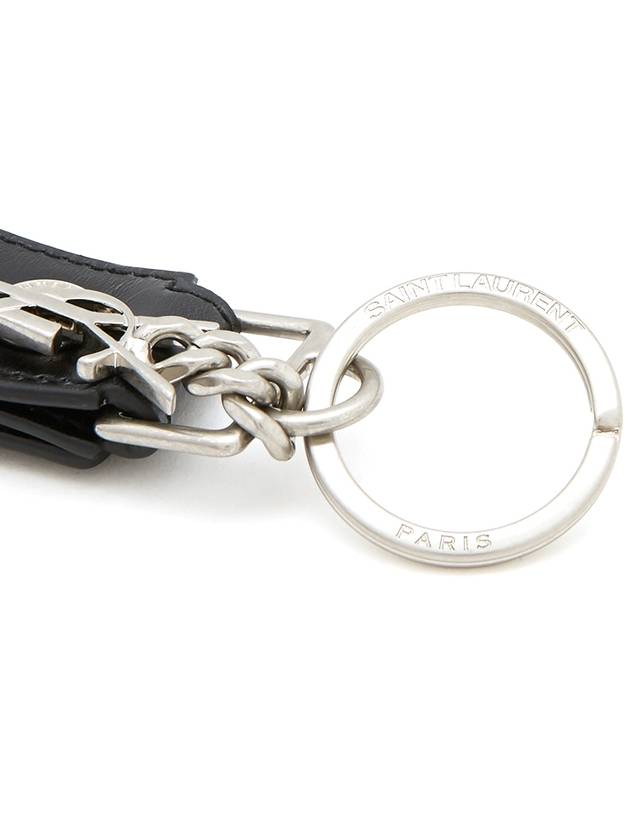 Monogram Leather Key Holder Black Silver - SAINT LAURENT - BALAAN 6