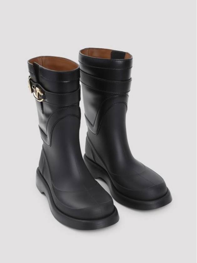 V Logo Bold Edition Middle Boots Black - VALENTINO - BALAAN 4