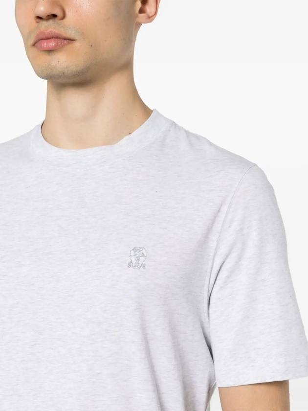 Logo Cotton Short-Sleeved T-Shirt Grey - BRUNELLO CUCINELLI - BALAAN 3