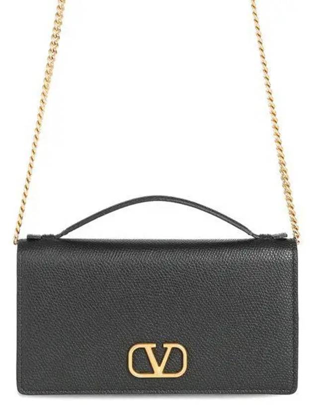 V Logo Signature Chain Cross Bag Black - VALENTINO - BALAAN 2