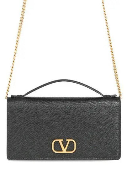 V Logo Signature Chain Cross Bag Black - VALENTINO - BALAAN 2