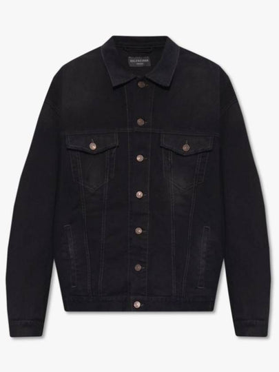 Political Campaign Logo Oversized Denim Jacket Black - BALENCIAGA - BALAAN 2