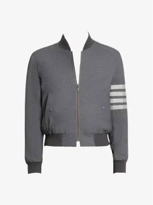 Diagonal Striped Knit Rib Blouson Bomber Jacket Grey - THOM BROWNE - BALAAN 2