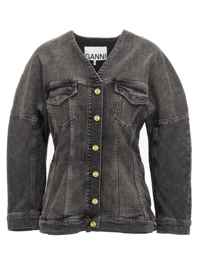 Tint Edge Denim Jacket Washed Black - GANNI - BALAAN 1