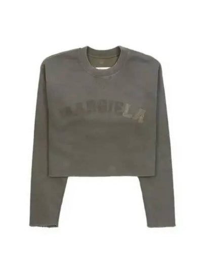 Logo Vintage Cropped Cotton Long Sleeve T-Shirt Green - MAISON MARGIELA - BALAAN 2