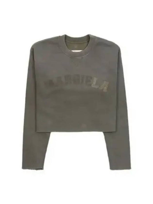 Logo Vintage Cropped Cotton Long Sleeve T-Shirt Green - MAISON MARGIELA - BALAAN 2