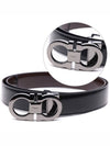 Double Gancini Reversible Leather Belt Black Auburn - SALVATORE FERRAGAMO - BALAAN 3