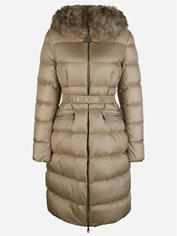 1C00022 595FE 239 Boedic Women s Fur Hooded Long Padded Jacket Beige 1064271 - MONCLER - BALAAN 1