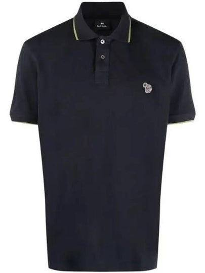 Zebra Patch Regular Fit Short Sleeve Polo Shirt Navy - PAUL SMITH - BALAAN 2