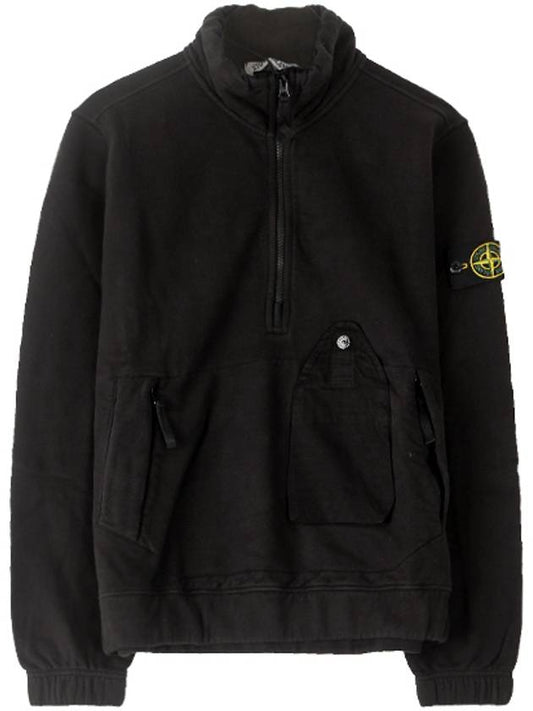 Half Zip Up Brushed Sweatshirt Black 731561520 - STONE ISLAND - BALAAN 2