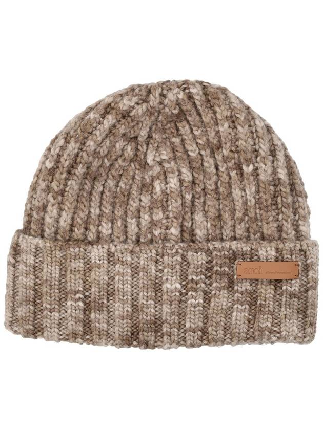 ribbed knit beanie brown - AMI - BALAAN 4