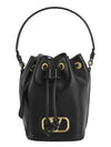 Signature V Logo Leather Small Bucket Bag Black - VALENTINO - BALAAN 2