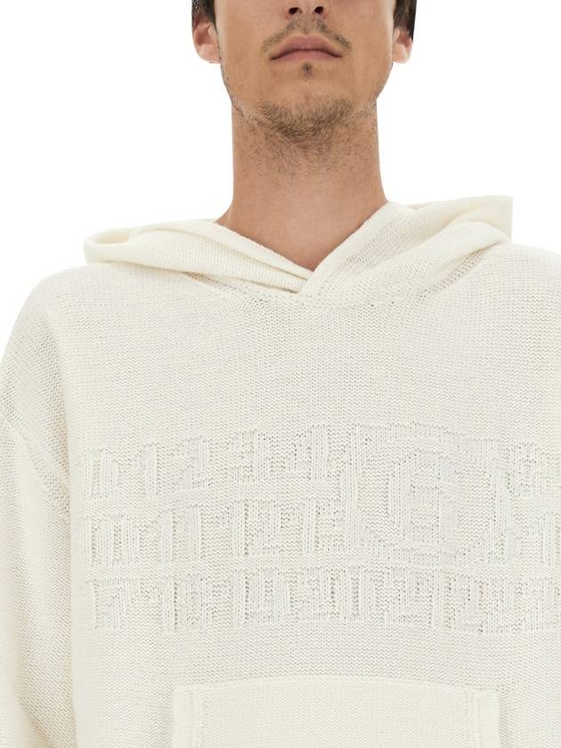 Number Zoom Logo Knit Virgin Wool Hoodie White - MAISON MARGIELA - BALAAN 5