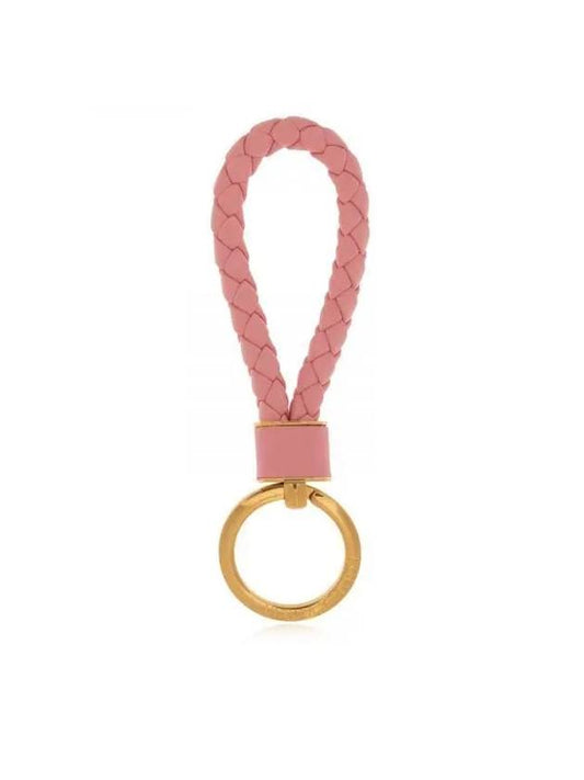 Intrecciato Lambskin Key Holder Pink - BOTTEGA VENETA - BALAAN 1