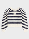 Crew Neck Marinière Mohair Knit Top Off White Navy - CELINE - BALAAN 2