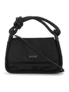 Women's KNOT Logo Gold Patch Flap Over Tote Bag Black - GANNI - BALAAN 2