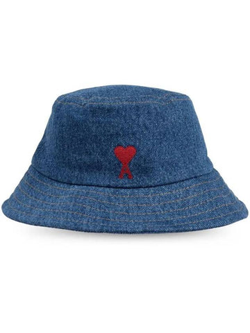 Logo embroidered denim bucket hat UHA246DE0031 - AMI - BALAAN 1