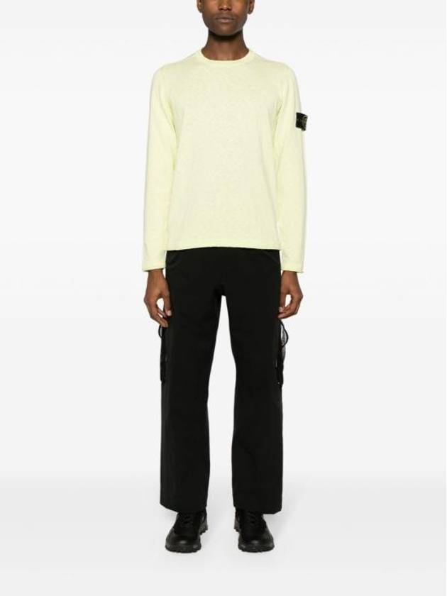 Compass Badge Ribbed Cotton Knit Top Lemon - STONE ISLAND - BALAAN 7