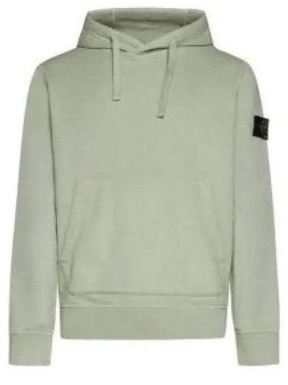 Logo Patch Cotton Fleece Hoodie Musk Green - STONE ISLAND - BALAAN 2