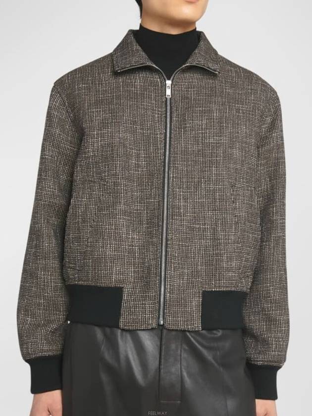 Pied De Poule Blouson Zip Up Jacket Black Charcoal - BOTTEGA VENETA - BALAAN 3