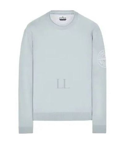 Compass Embroidered Crew Neck Organic Cotton Knit Top Sky Blue - STONE ISLAND - BALAAN 2