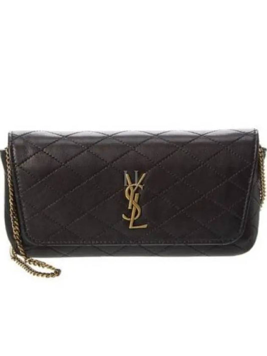 Gaby Chain Quilting Leather Cross Bag Black - SAINT LAURENT - BALAAN 2