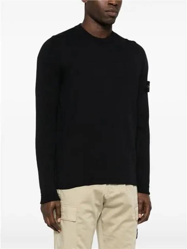 Raw Hand Cotton Crewneck Knit Top Black - STONE ISLAND - BALAAN 5