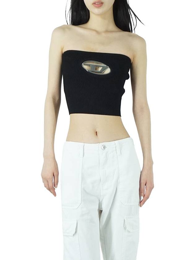 Women's D Logo Knit Crop Sleeveless Black - DIESEL - BALAAN 2