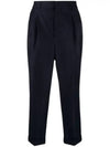 Men's Pinstriped Tailored Cropped Slacks Navy - AMI - BALAAN 2