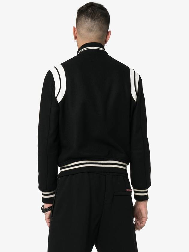 Teddy Bomber Jacket in Wool Black White - SAINT LAURENT - BALAAN 15