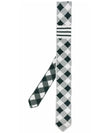 Gingham Check Silk Jacquard Neck Tie White Black - THOM BROWNE - BALAAN 3