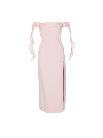 Ruffle detail off shoulder dress DK43D BABY PINK - DAVID KOMA - BALAAN 1