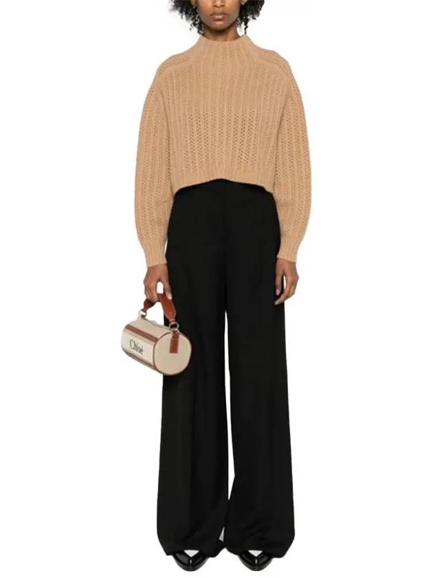 High Neck Back Button Crop Knit Top Brown - MAX MARA - BALAAN 4