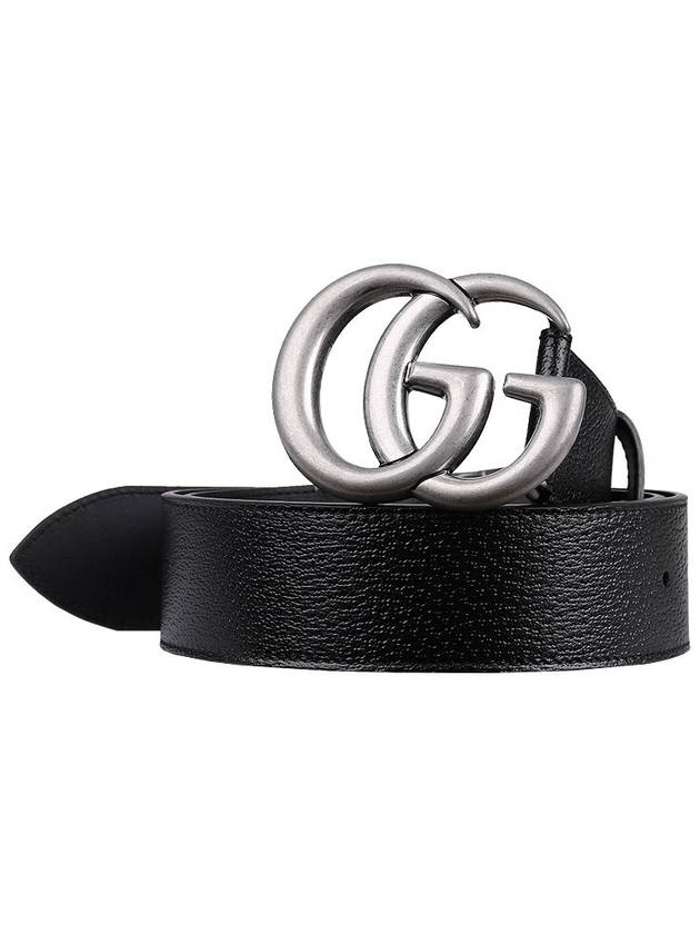 GG Marmont Double Buckle Belt Black Silver - GUCCI - BALAAN 3