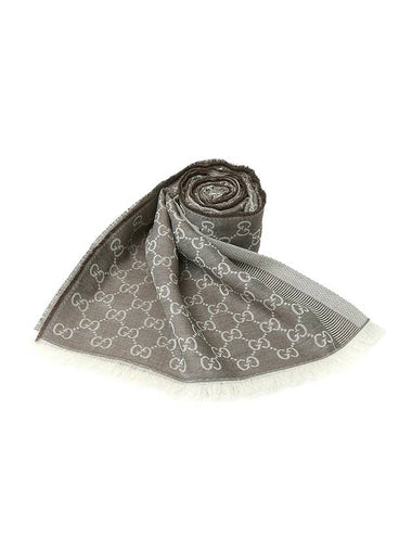 GG Jacquard Wool Silk Two-Tone Muffler Light Brown - GUCCI - BALAAN 1