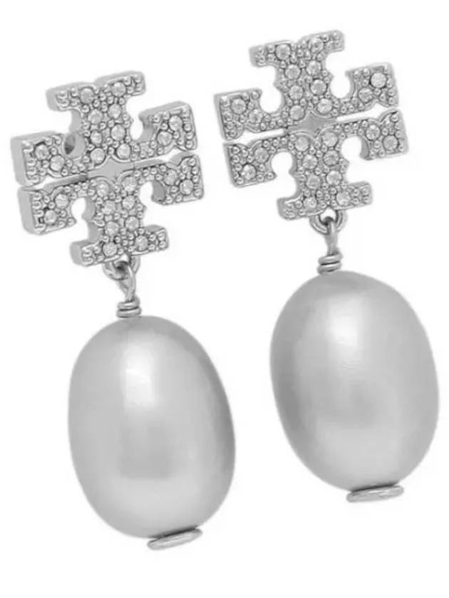 Kira Pave Pearl Drop Earrings Silver - TORY BURCH - BALAAN 2