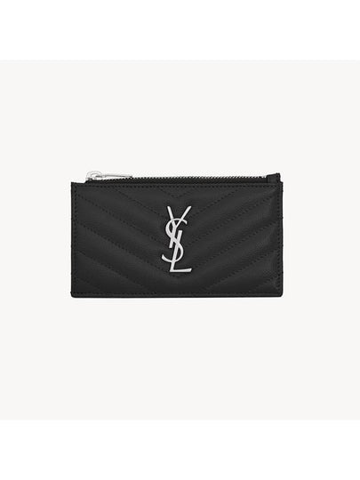 Fragment Quilted Zipper Card Wallet Black - SAINT LAURENT - BALAAN 2