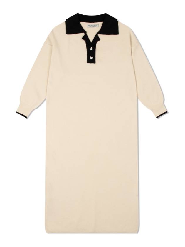 Women's Soft Knit Polo Long Dress Beige - NDA - BALAAN 2