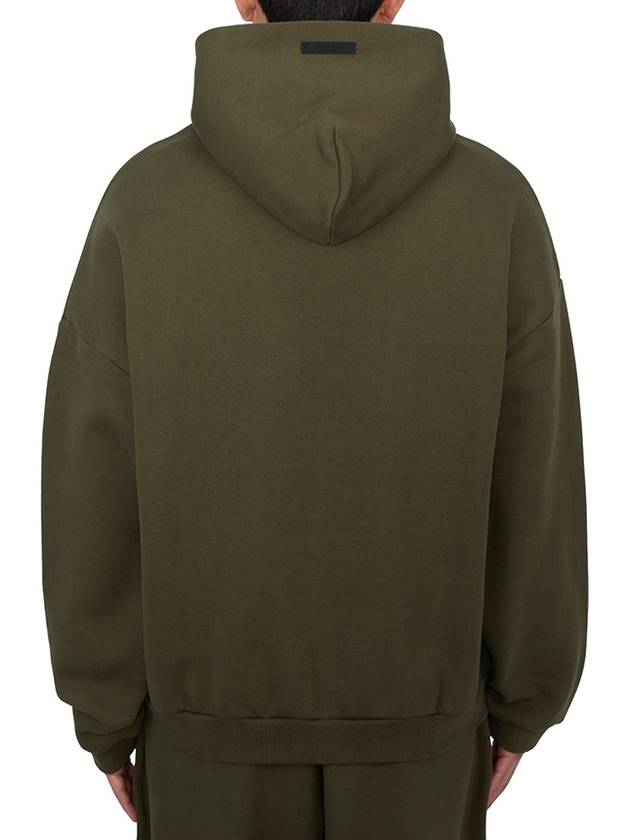 Essentials Logo Print Fleece Hoodie Olive - FEAR OF GOD - BALAAN 4