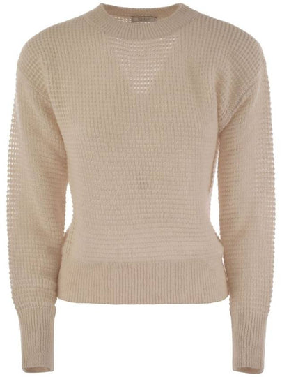 Alpaca crew neck knit top beige - PESERICO - BALAAN 2