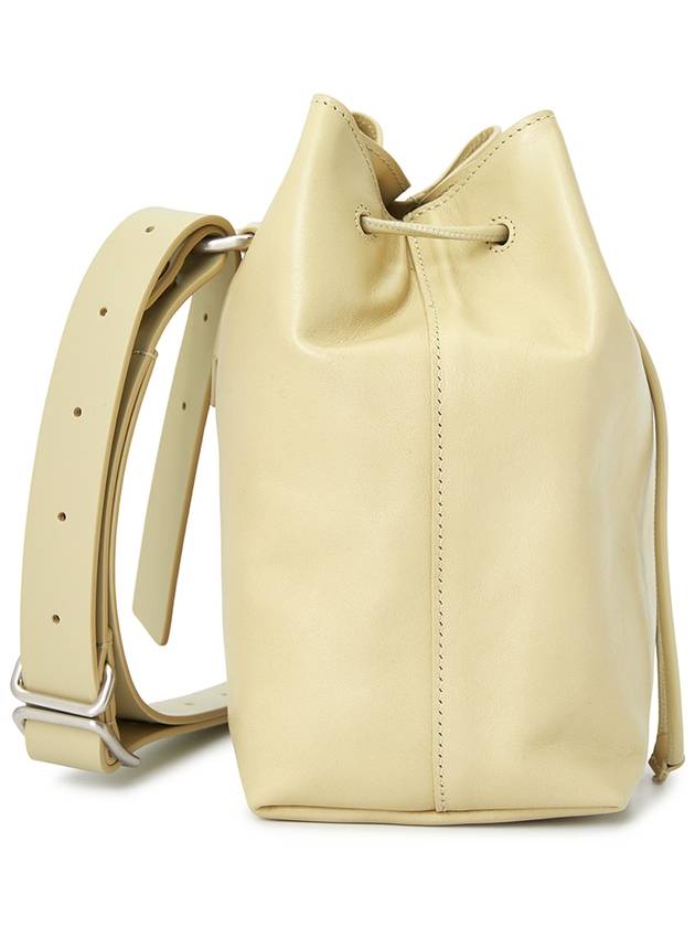 Embossed Logo Drawstring Calfskin Leather Messenger Bag Ivory - JIL SANDER - BALAAN 4